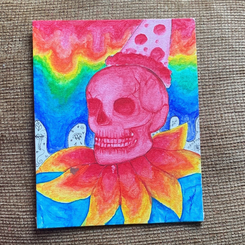 Vibrant Skull Art Canvas